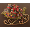 Flot Broche formet som kane 7x5 cm-masser e Rhinsten indlagt-julepynt